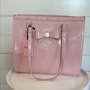 Juicy Couture Pink Tote with Gold Hardware and Smooth Finish